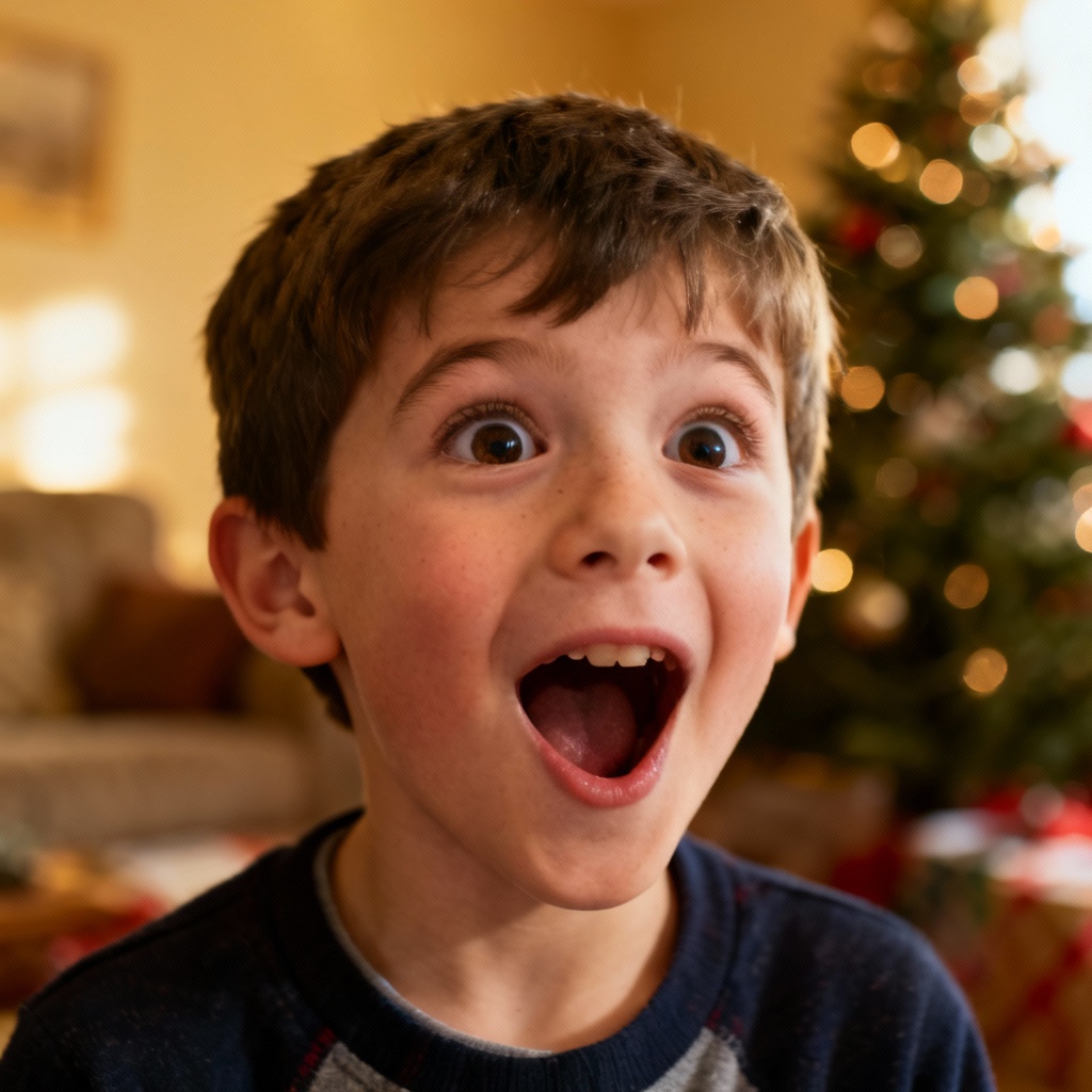 Child's amazed reaction